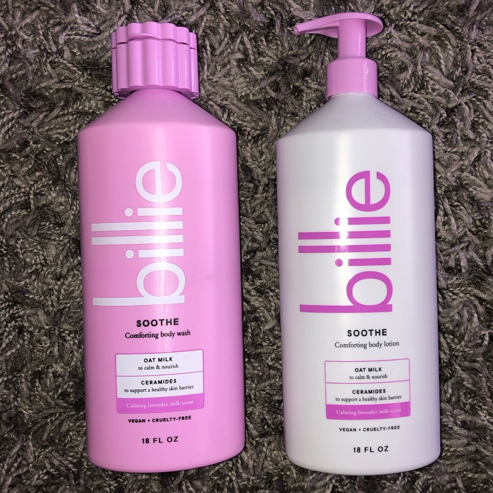 Billie Comforting Body Lotion & Body Wash, Calming Lavender Milk Scent, New